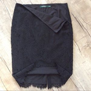 Lauren Ralph Lauren SZ 2 Black Lined Pencil Skirt